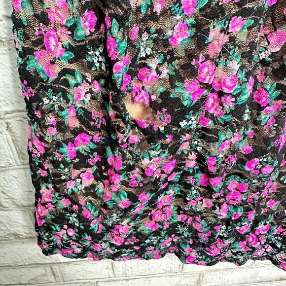 Dress the Population Marie Mini Floral One Shoulder Lace Black Pink Green S - Picture 6 of 10